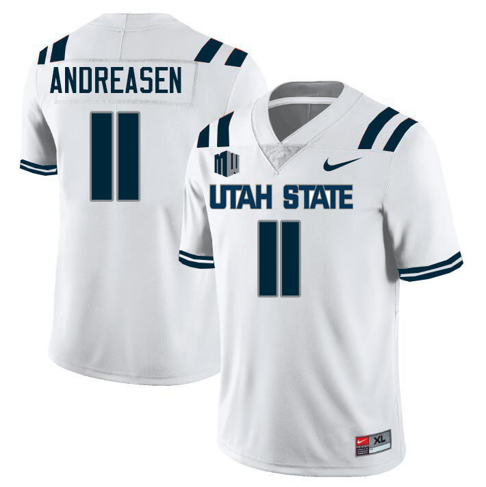 Utah State Aggies #11 Zion Andreasen College Football Jerseys Stitched Sale-White